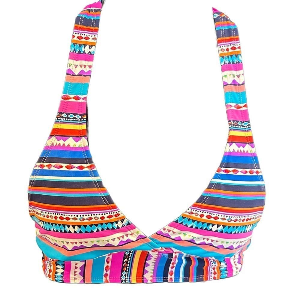 Anne Cole Multicolored Stripe Halter Style Bikini Top‎